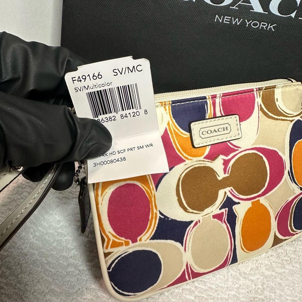 Coach Pink, Orange, and Blue Patterned Wristlet - Picture 7 of 8